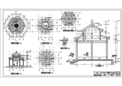 沙河综合整治工程景观亭设计cad全套建筑施工图